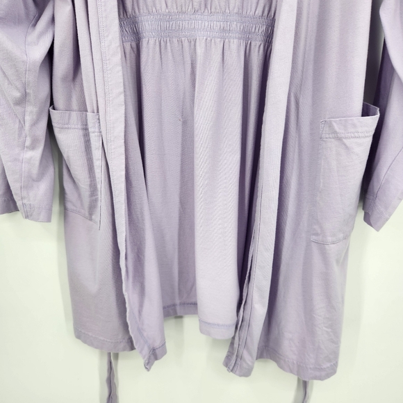 Victoria's Secret Cotton Short Robe Elastic Logo Back With Tie Womens Size Large - Picture 3 of 8